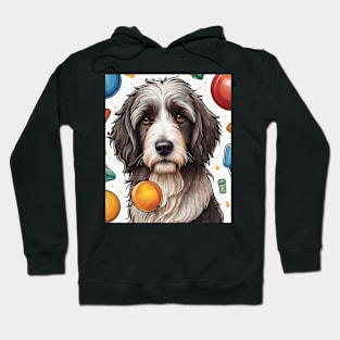 Bearded Collie With Toys Pattern Hoodie